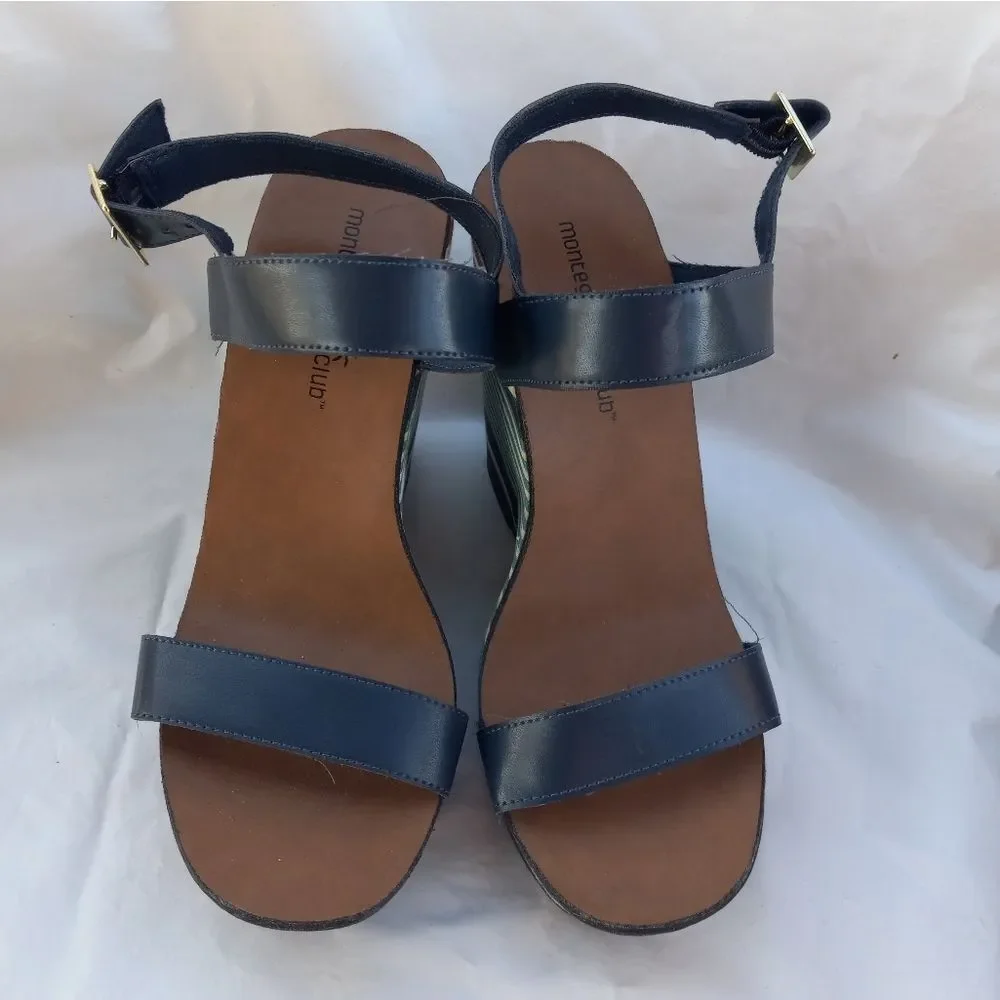 Montigo Bay Retro Striped Wedge Sandals Size 7